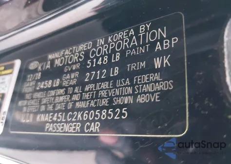 2019 Kia Stinger Gt1 из США, поврежденный, VIN KNAE45LC2K6058525